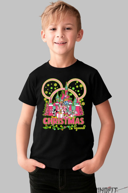 Tricou De Craciun Copii - Castel Magic si Gasca Vesela baiat negru