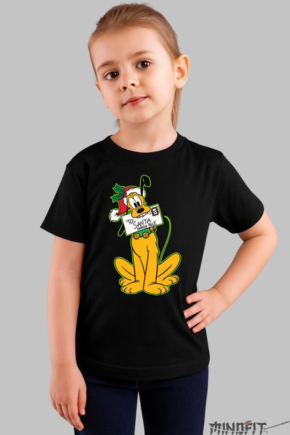 Tricou De Craciun Copii - Catelusul Cu Scrisoare Pentru Mosu fata negru