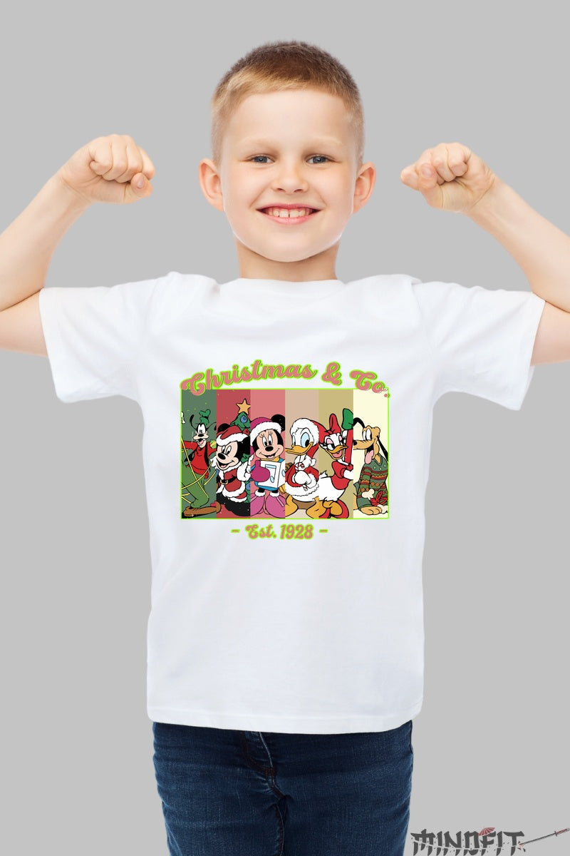 Tricou De Craciun Copii - Christmas & Co. Est. 1928 baiat alb