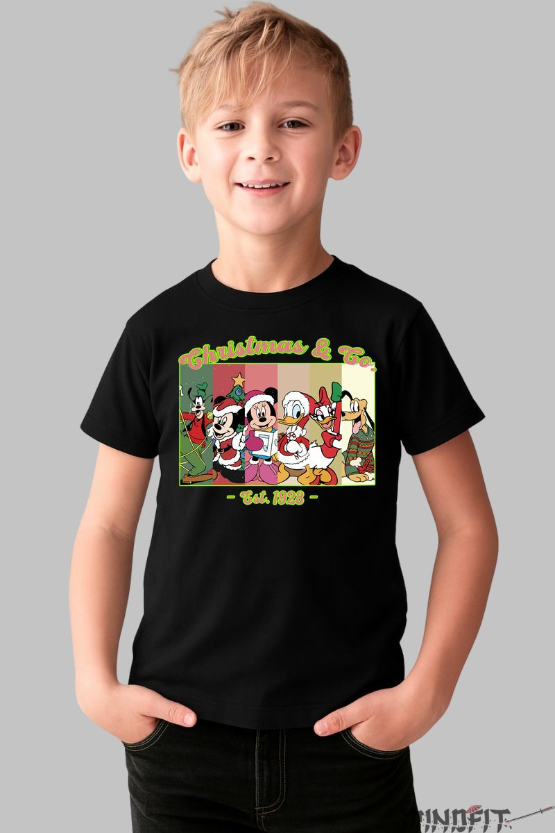 Tricou De Craciun Copii - Christmas & Co. Est. 1928 baiat negru