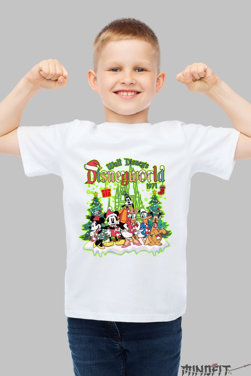 Tricou De Craciun Copii - Disneyworld Magic baiat alb