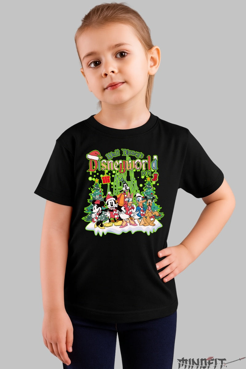 Tricou De Craciun Copii - Disneyworld Magic fata negru