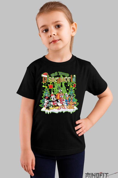 Tricou De Craciun Copii - Disneyworld Magic fata negru