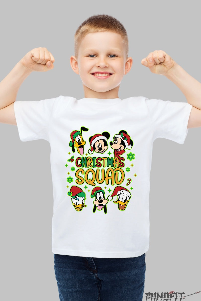 Tricou De Craciun Copii - Echipa Vesela Disney baiat alb
