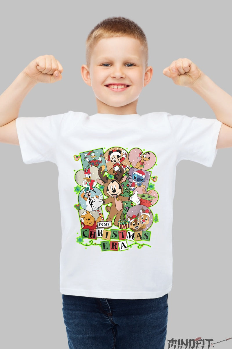 Tricou De Craciun Copii - Eroii Animati In Sarbatoare baiat alb