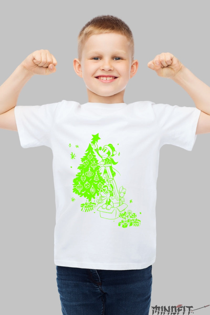 Tricou De Craciun Copii - Eroina Manga si Bradul Magic baiat alb