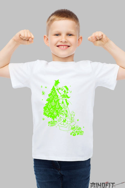 Tricou De Craciun Copii - Eroina Manga si Bradul Magic baiat alb