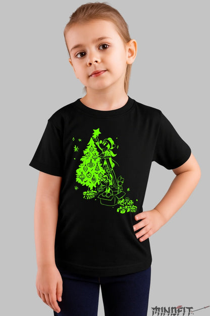 Tricou De Craciun Copii - Eroina Manga si Bradul Magic fata negru