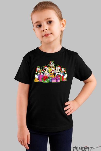 Tricou De Craciun Copii - Gasca Disney in Sarbatoare fata negru