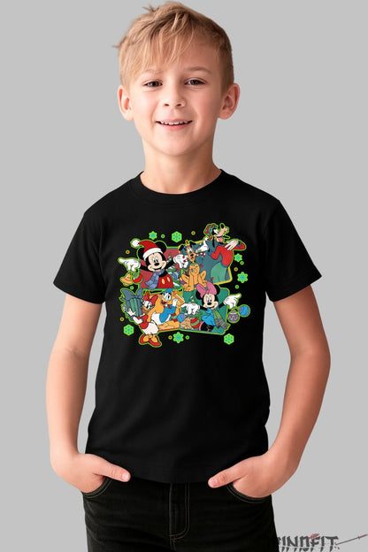 Tricou De Craciun Copii - Gasca Disney in Sarbatoare baiat negru