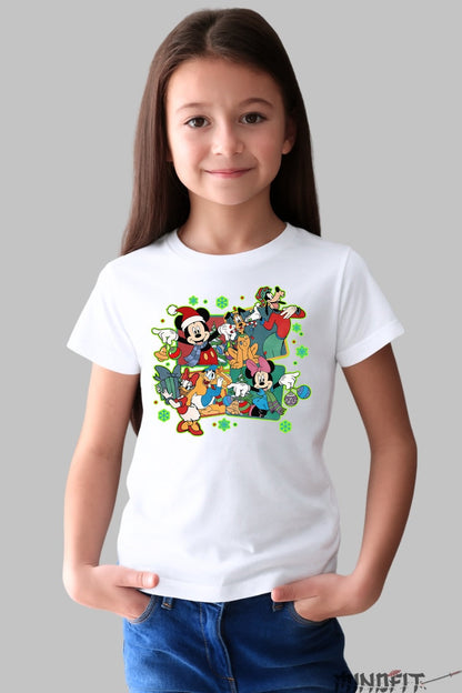 Tricou De Craciun Copii - Gasca Disney in Sarbatoare fata alb