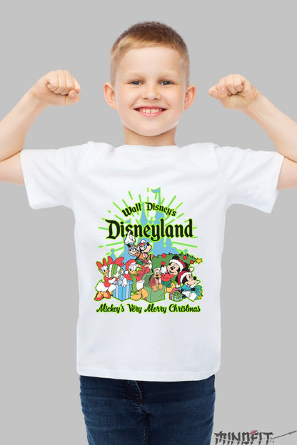 Tricou De Craciun Copii - Gasca Disney la Disneyland baiat alb