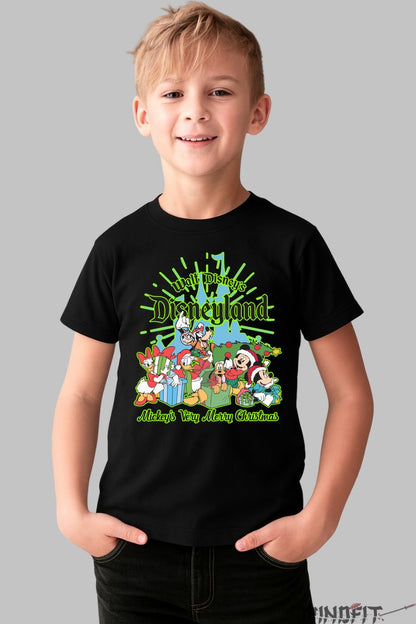 Tricou De Craciun Copii - Gasca Disney la Disneyland baiat negru