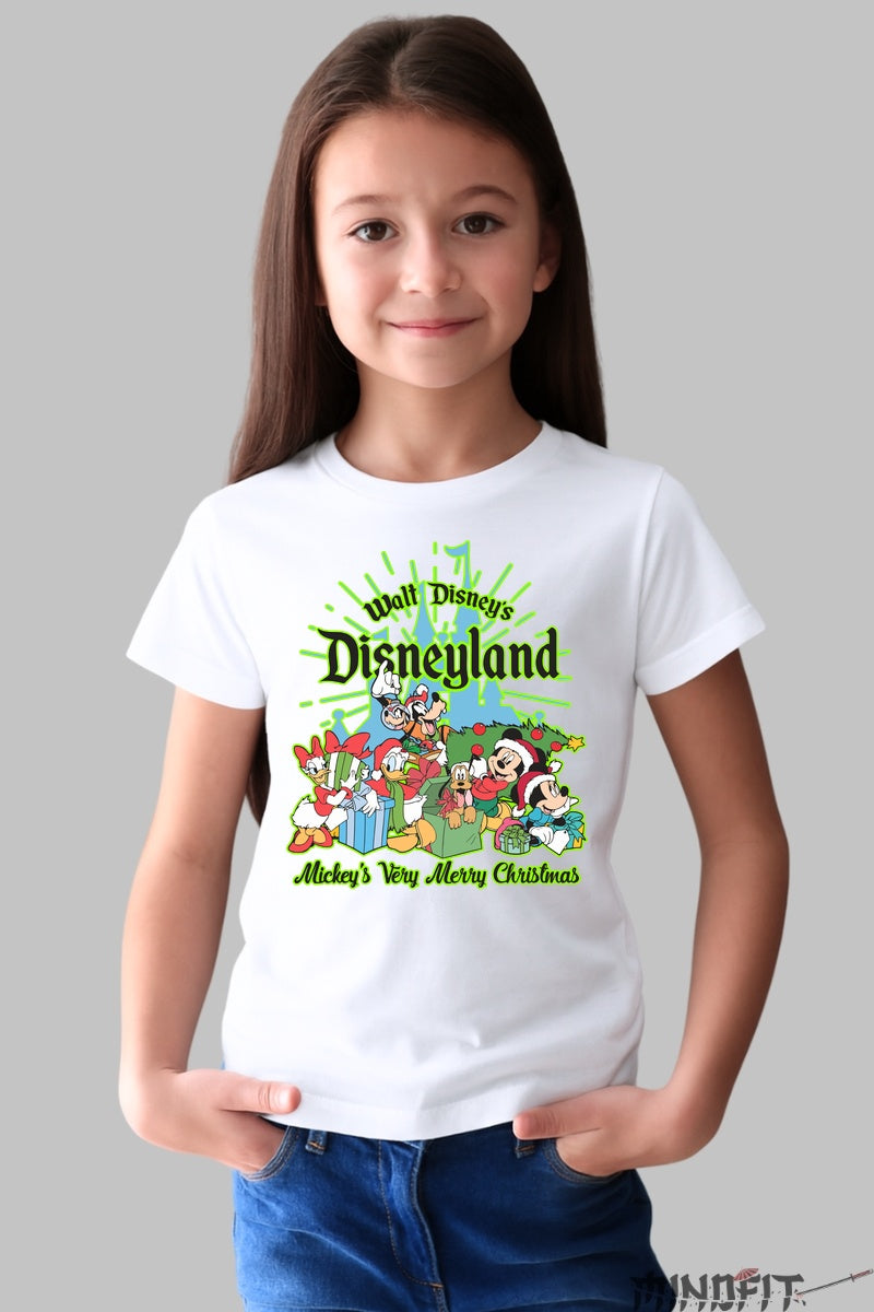Tricou De Craciun Copii - Gasca Disney la Disneyland fata alb