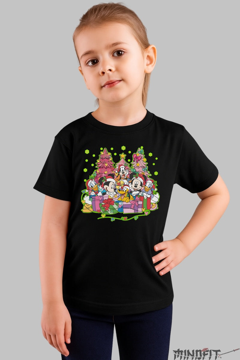 Tricou De Craciun Copii - Gasca Vesela Disney Sarbatoreste fata negru