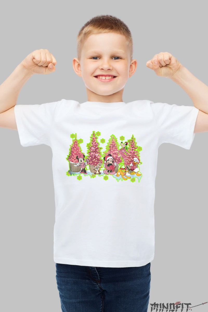 Tricou De Craciun Copii - Gasca Vesela in Padurea Fermecata baiat alb