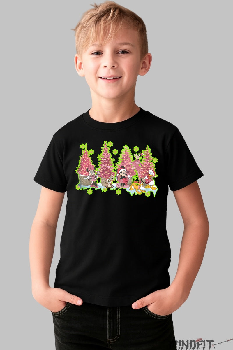 Tricou De Craciun Copii - Gasca Vesela in Padurea Fermecata baiat negru