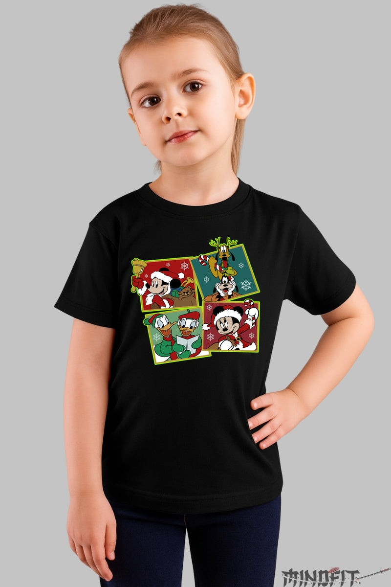 Tricou De Craciun Copii - Gasca Vesela in Sarbatoare fata negru