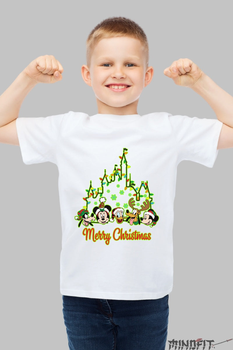 Tricou De Craciun Copii - Gasca Vesela La Castel baiat alb