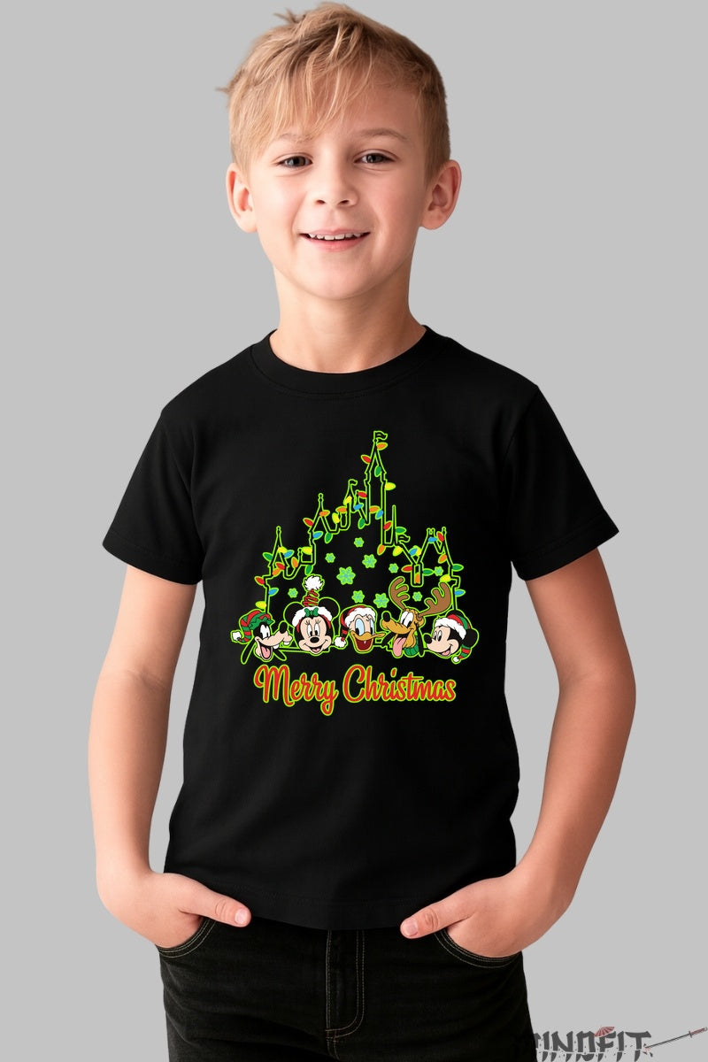 Tricou De Craciun Copii - Gasca Vesela La Castel baiat negru