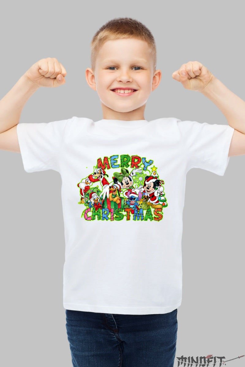 Tricou De Craciun Copii - Gasca Vesela Merry Christmas baiat alb