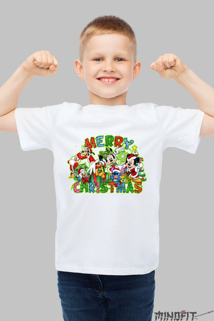 Tricou De Craciun Copii - Gasca Vesela Merry Christmas baiat alb