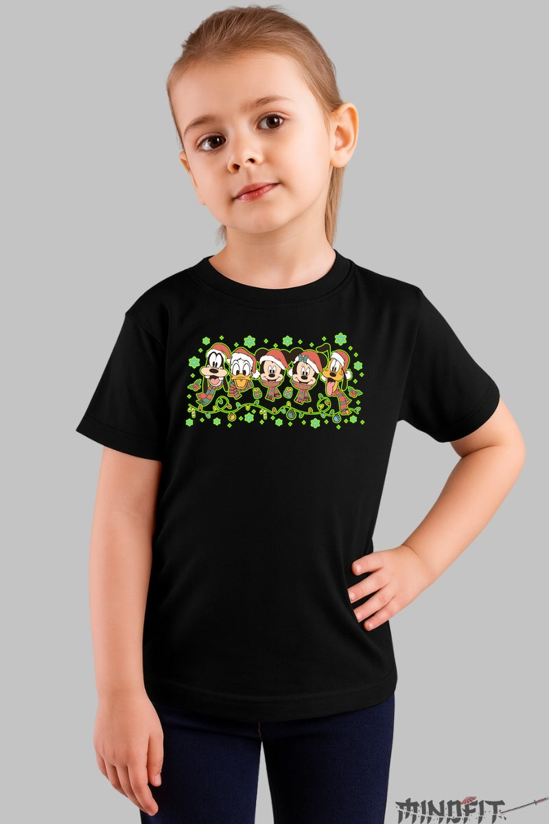 Tricou De Craciun Copii - Gasca Vesela Sarbatoreste fata negru