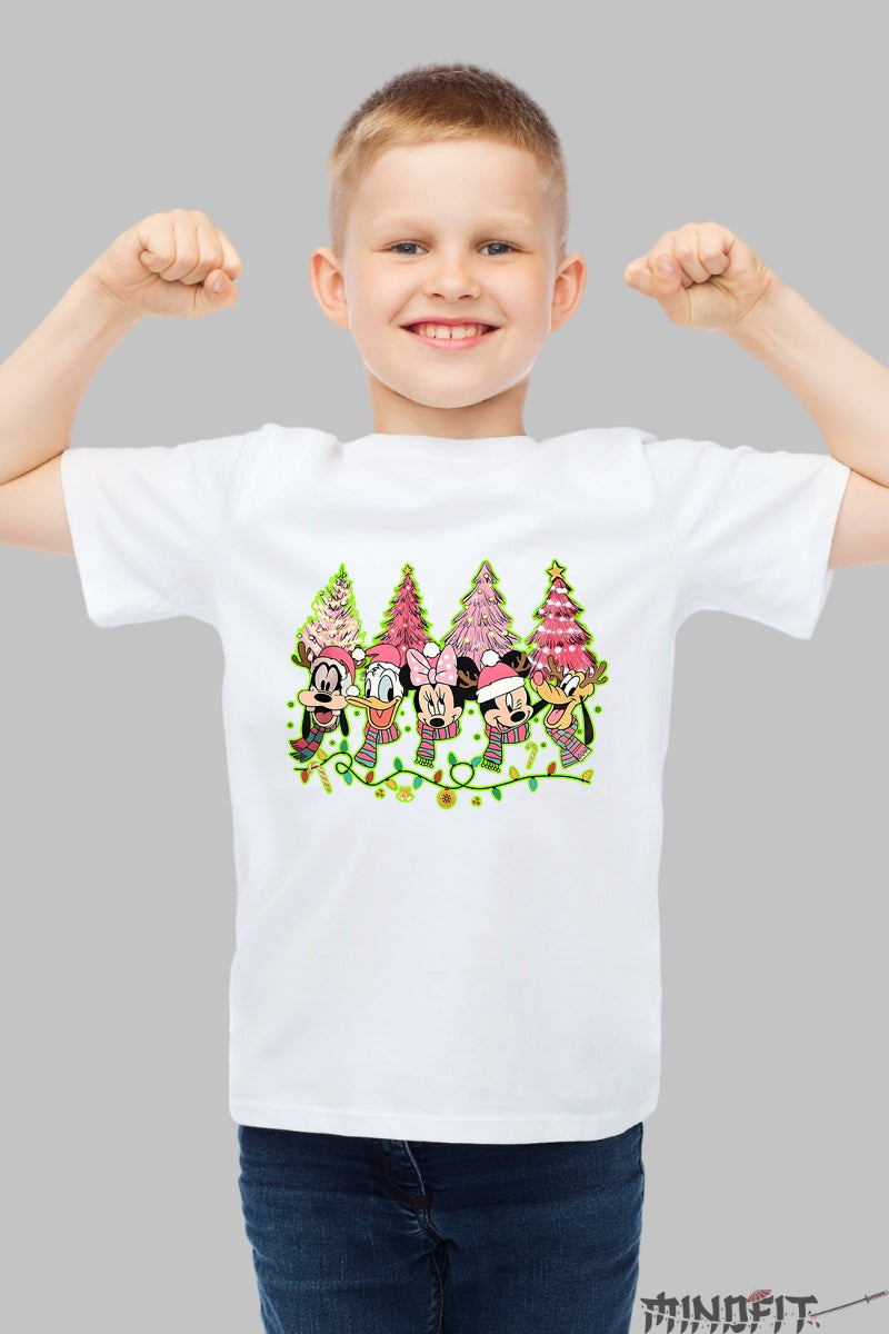 Tricou De Craciun Copii - Gasca Vesela si Bradutii Magici baiat alb