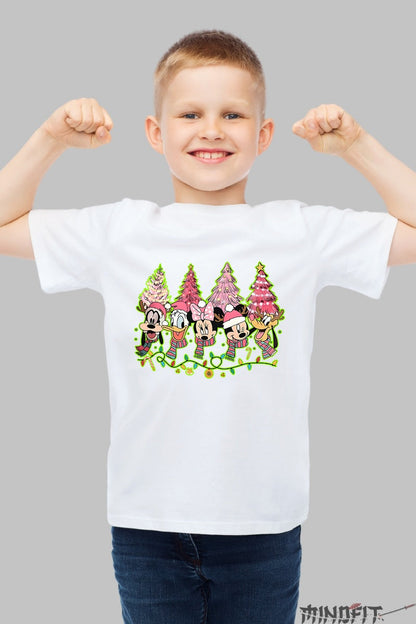 Tricou De Craciun Copii - Gasca Vesela si Bradutii Magici baiat alb