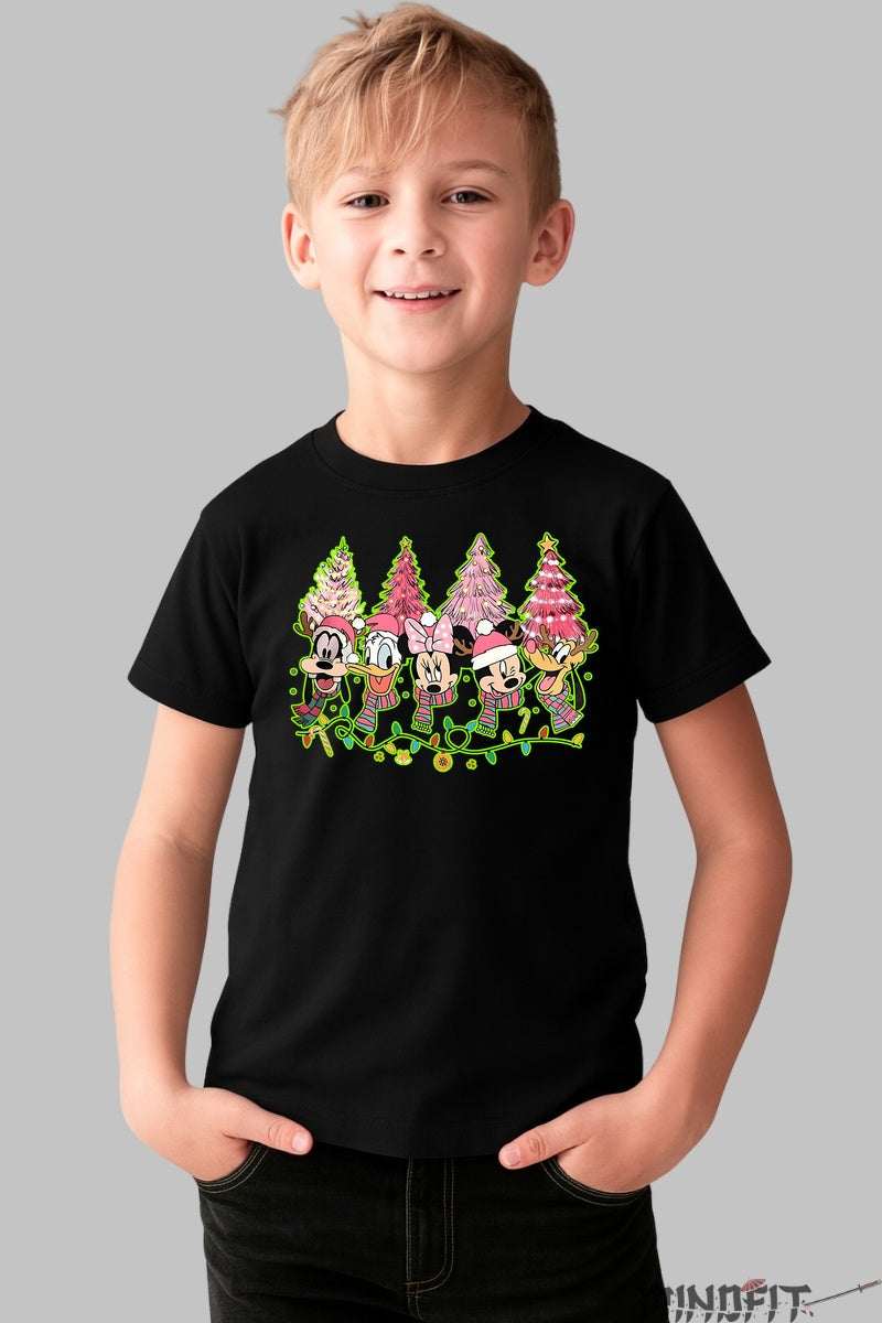 Tricou De Craciun Copii - Gasca Vesela si Bradutii Magici baiat negru