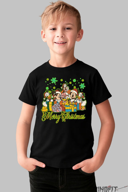 Tricou De Craciun Copii - Gasca Vesela si Cadourile Magice baiat negru
