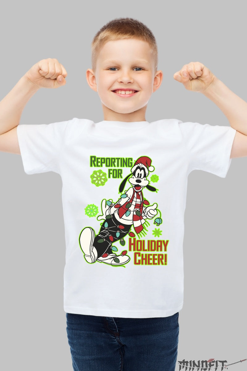 Tricou De Craciun Copii - Goofy In Sarbatoare baiat alb