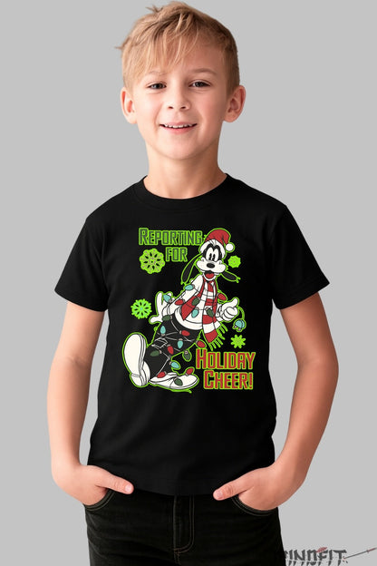 Tricou De Craciun Copii - Goofy In Sarbatoare baiat negru