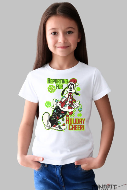Tricou De Craciun Copii - Goofy In Sarbatoare fata alb