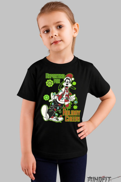 Tricou De Craciun Copii - Goofy In Sarbatoare fata negru