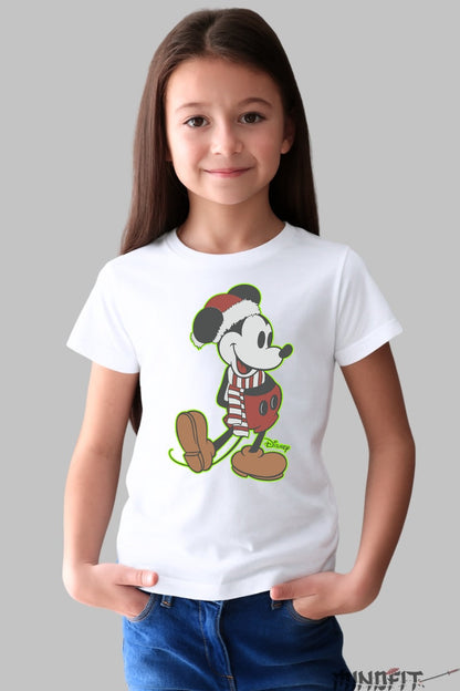 Tricou De Craciun Copii - Mickey In Sarbatoare fata alb