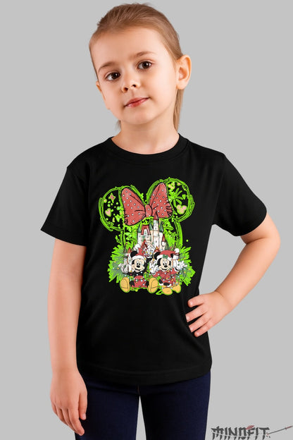 Tricou De Craciun Copii - Mickey si Minnie cu Castel Magic fata negru