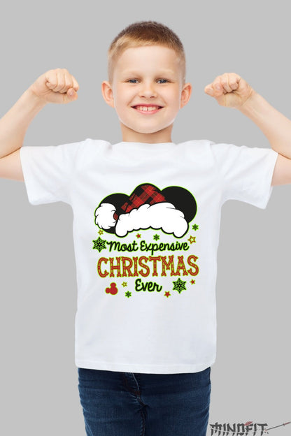 Tricou De Craciun Copii - Most Expensive Christmas Ever baiat alb