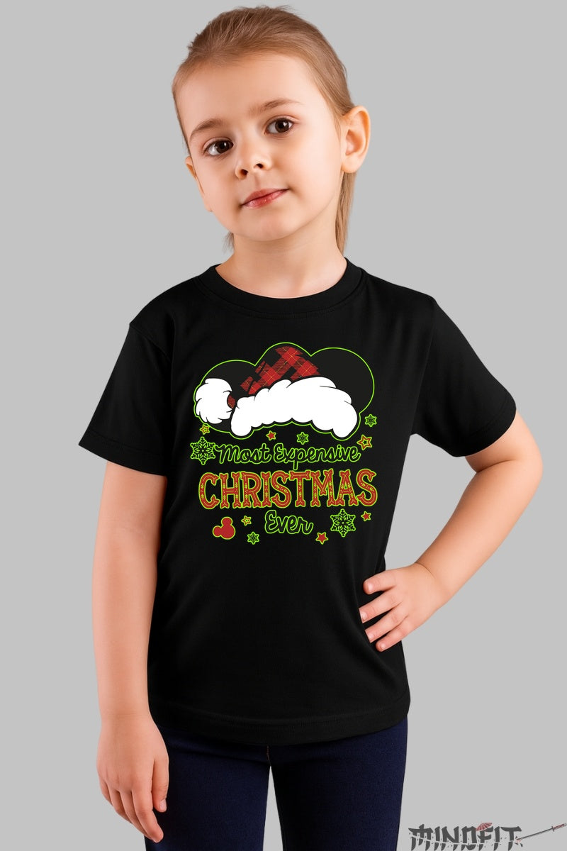 Tricou De Craciun Copii - Most Expensive Christmas Ever fata negru