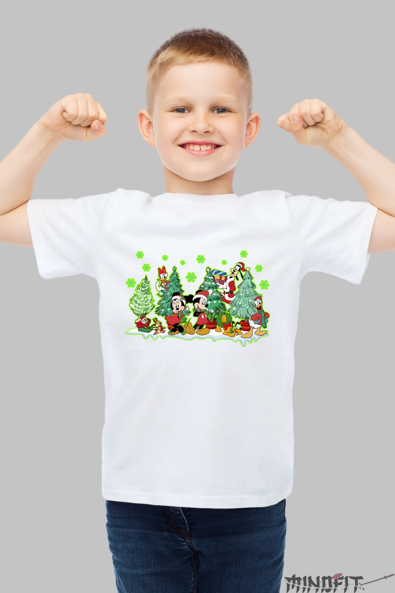 Tricou De Craciun Copii - Padurea Vesela Cu Personaje baiat alb