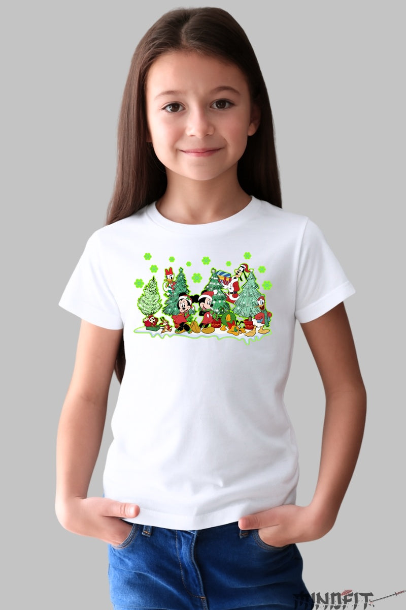 Tricou De Craciun Copii - Padurea Vesela Cu Personaje fata alb