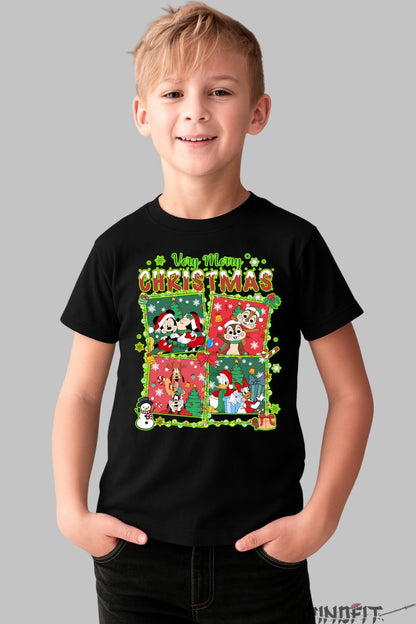 Tricou De Craciun Copii - Personaje Clasice In Sarbatoare baiat negru