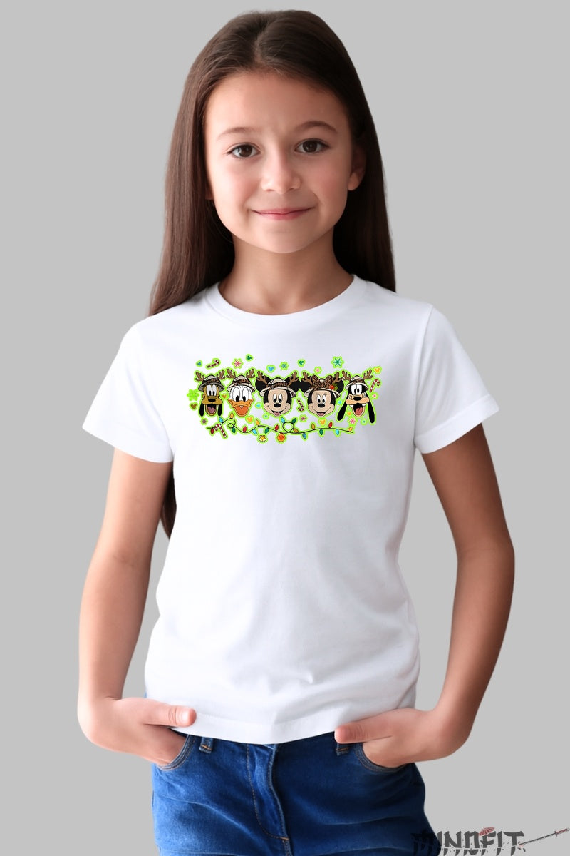 Tricou De Craciun Copii - Personaje Magice Inlantuite fata alb