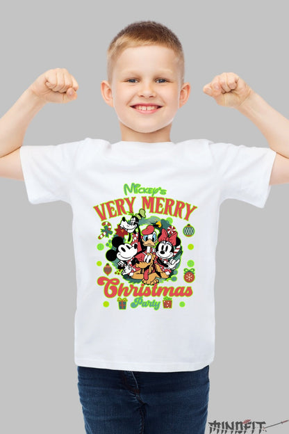 Tricou De Craciun Copii - Petrecerea Vesela Disney baiat alb