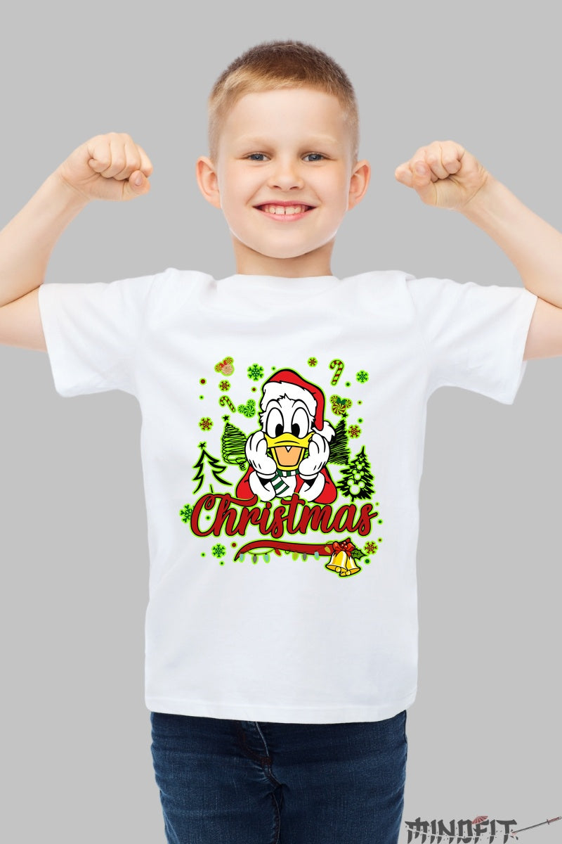 Tricou De Craciun Copii - Ratoi Festiv Surprins baiat alb