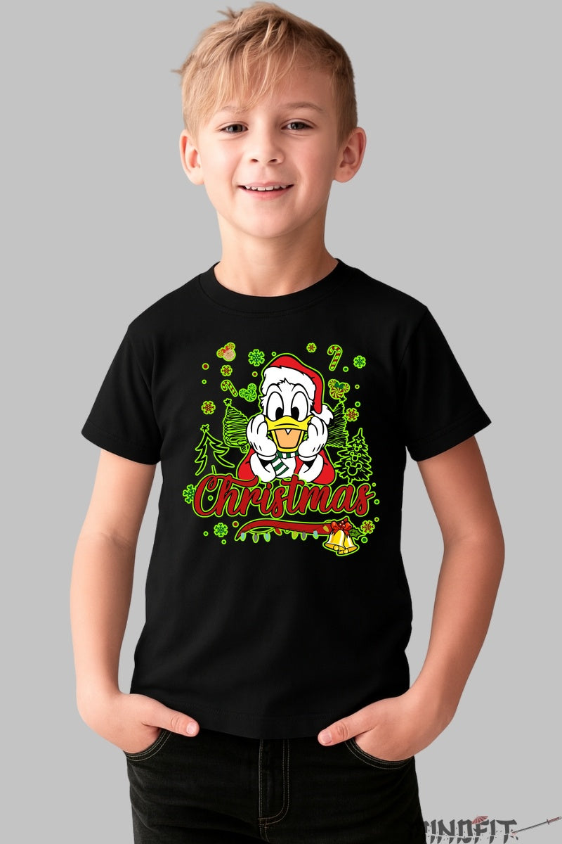 Tricou De Craciun Copii - Ratoi Festiv Surprins baiat negru