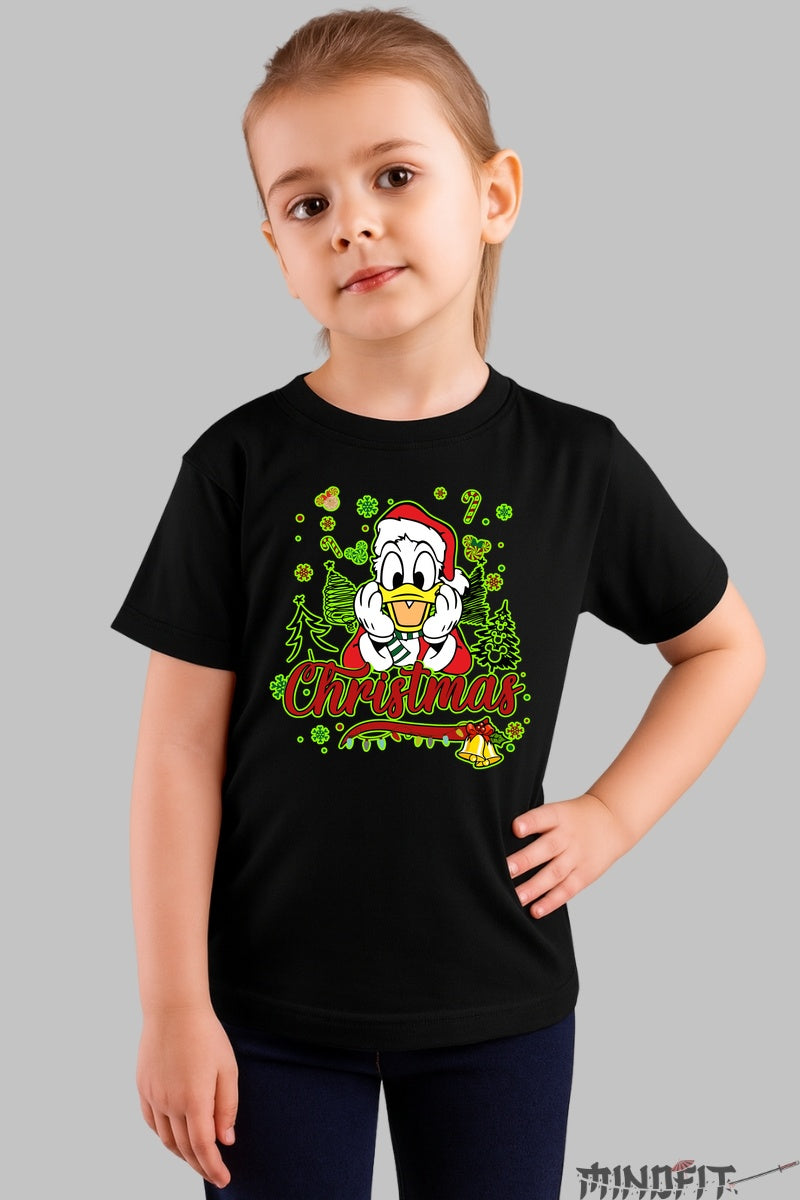 Tricou De Craciun Copii - Ratoi Festiv Surprins fata negru