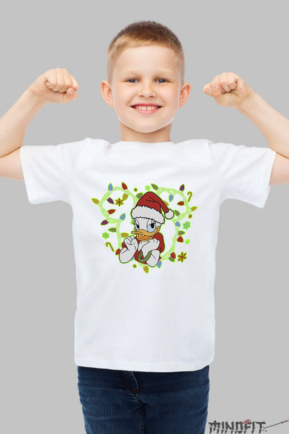 Tricou De Craciun Copii - Ratusca Daisy Festiva baiat alb