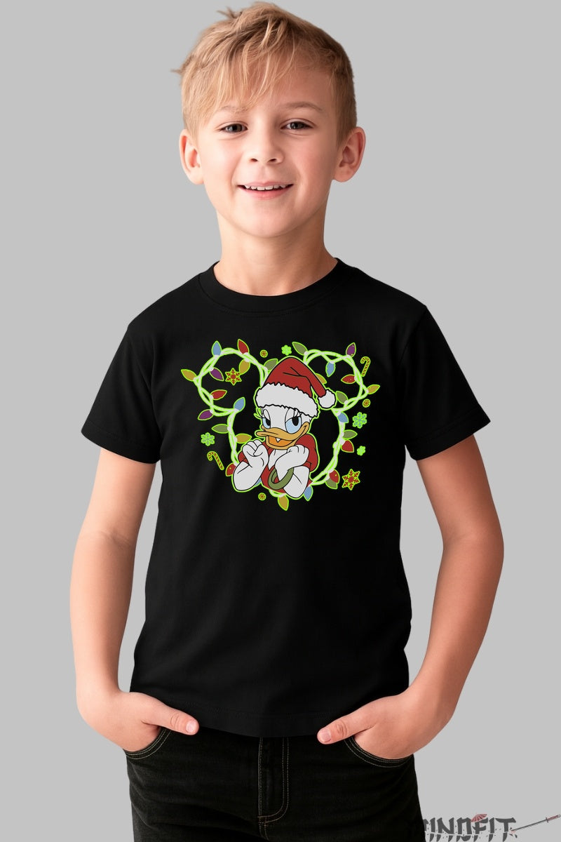 Tricou De Craciun Copii - Ratusca Daisy Festiva baiat negru