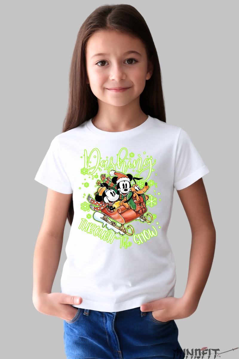 Tricou De Craciun Copii - Sania Vesela de Sarbatori fata alb